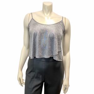 Urban outfitters Kimchi Blue Silver Crop Tank Overlap Top